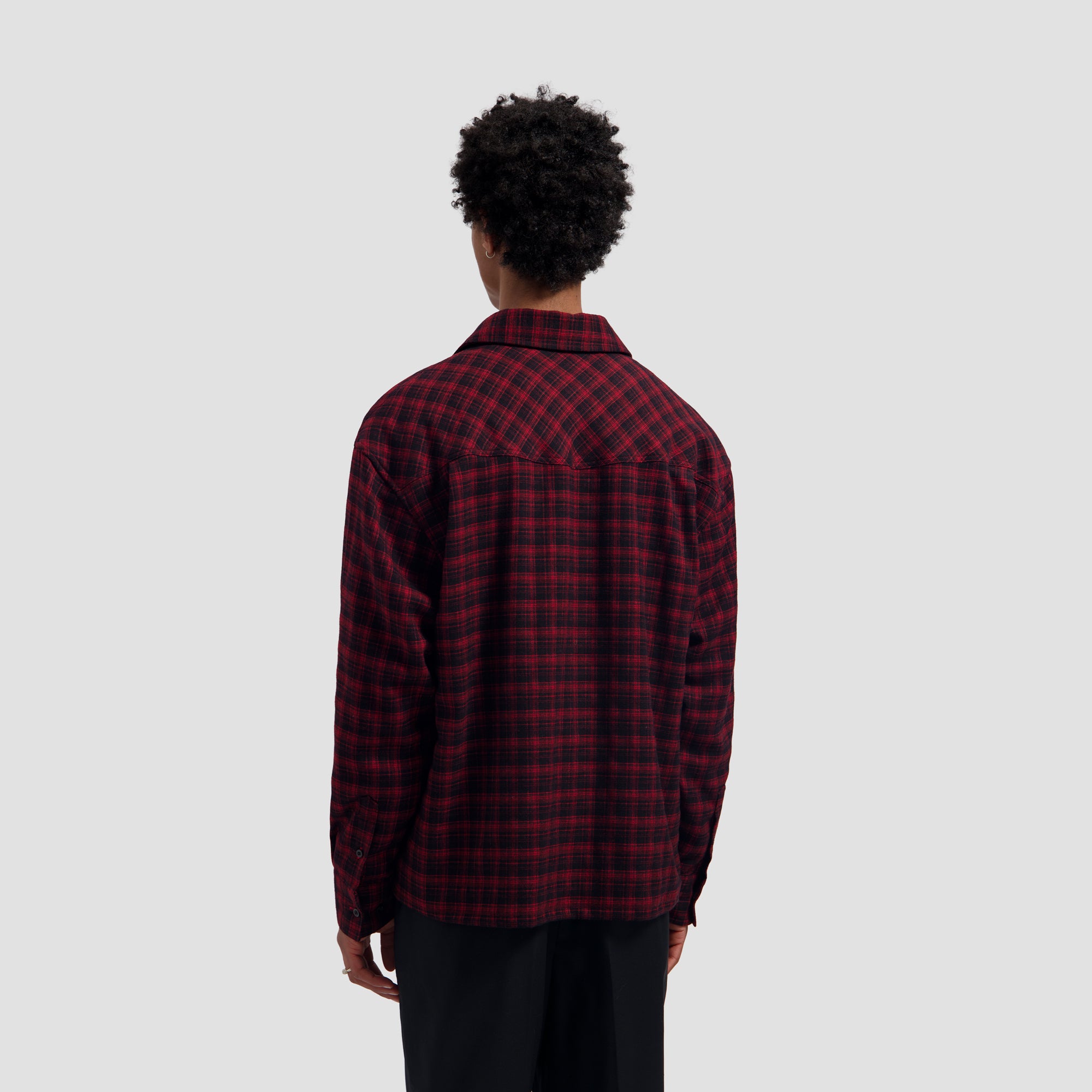 Flannel Boxy Shirt - Black/Adrenaline Rush
