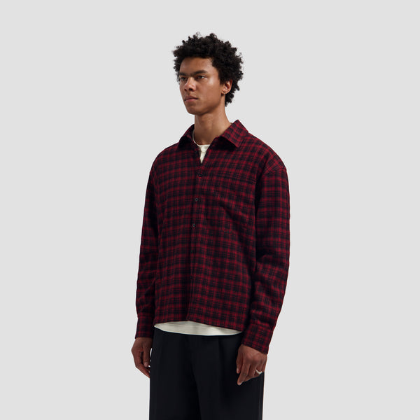 Flannel Boxy Shirt - Black/Adrenaline Rush