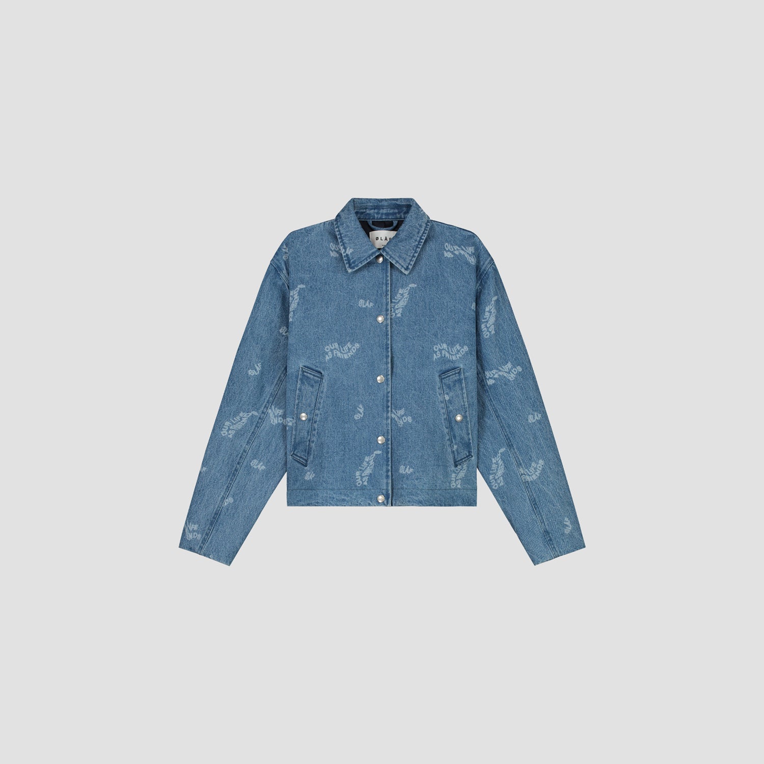 WMN Wavy AOP Coach Jacket - Light Denim