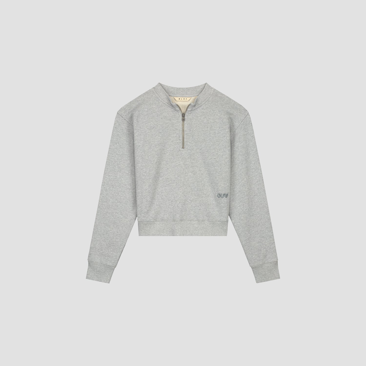 Retro Logo Zip Mockneck - Heather Grey