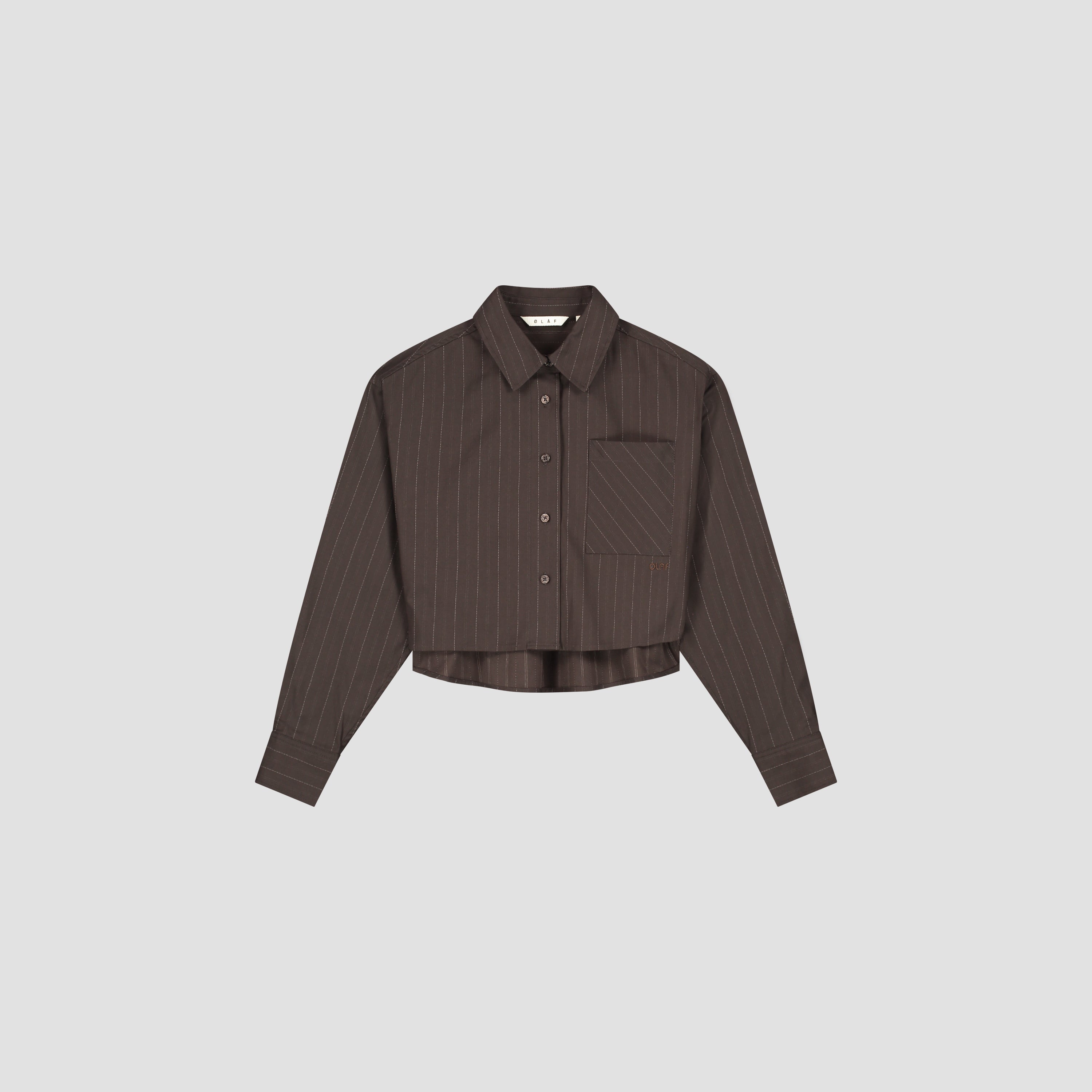 Pinstripe Cropped Shirt - Hot Fudge