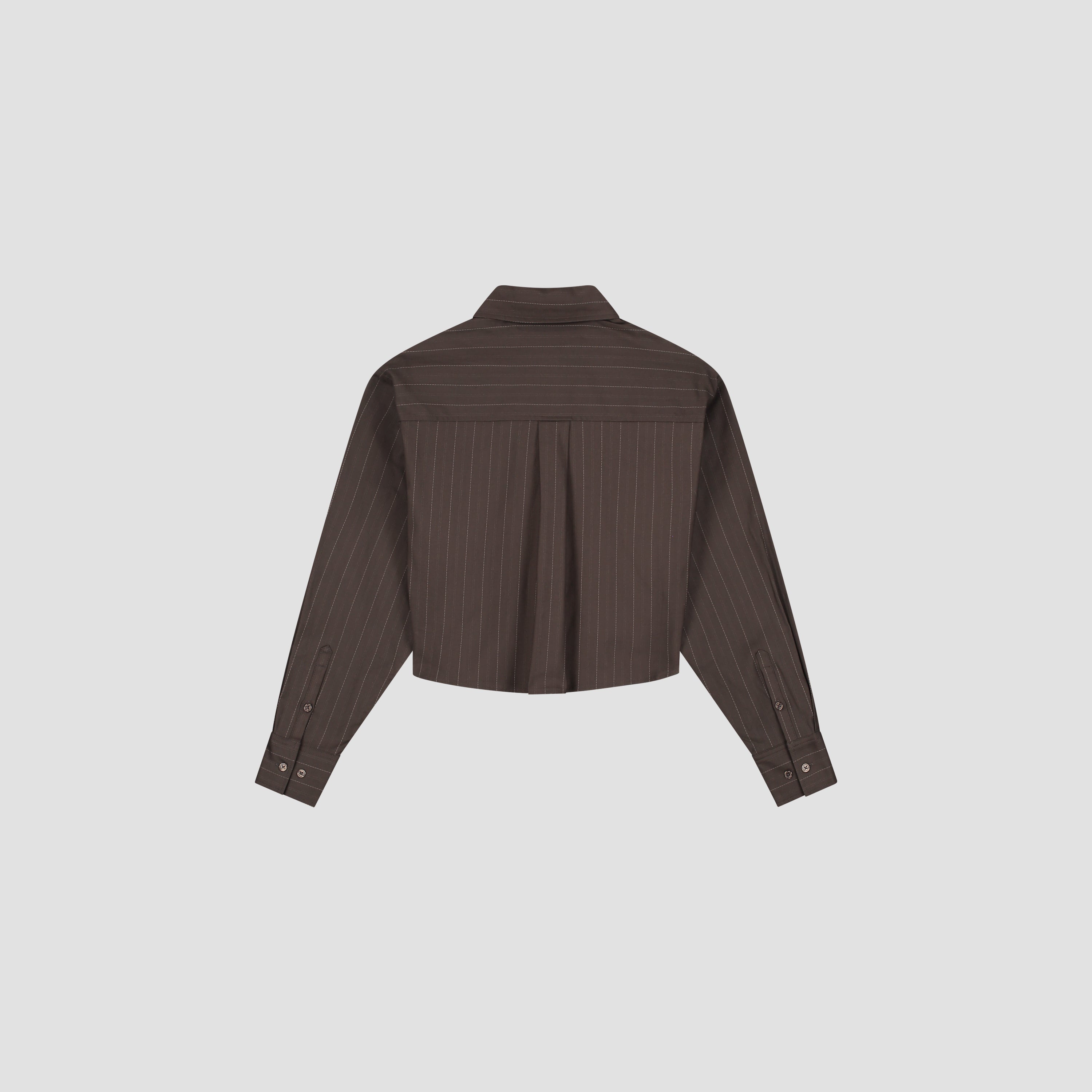 Pinstripe Cropped Shirt - Hot Fudge