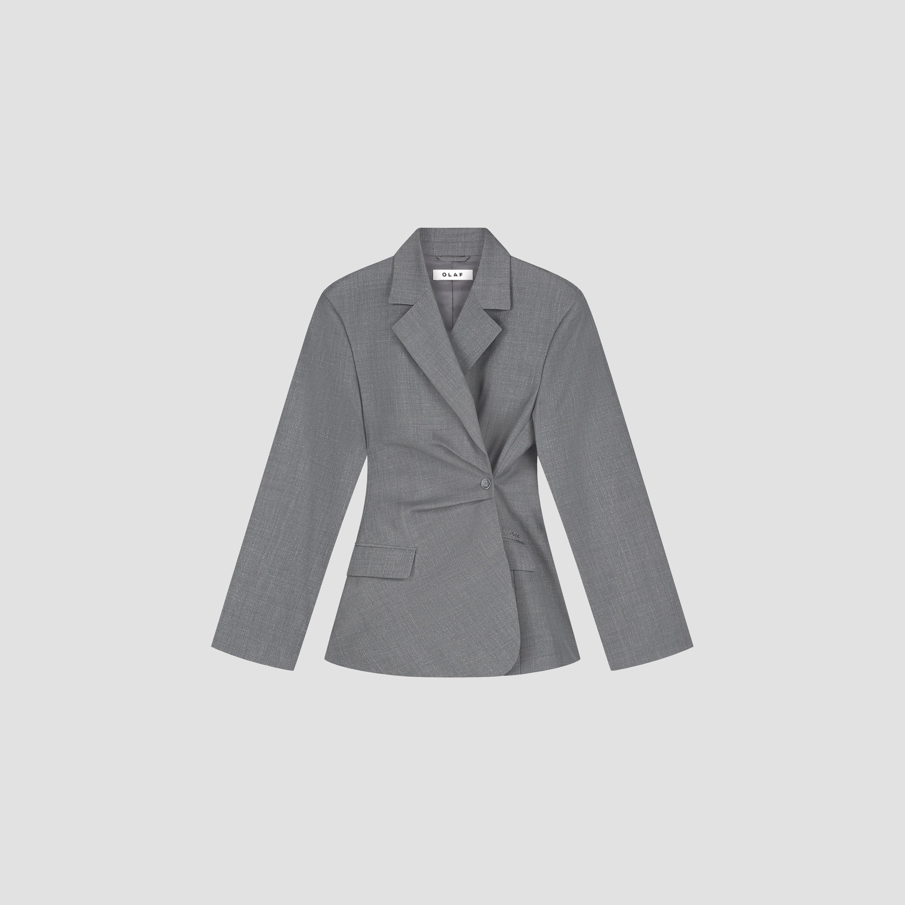 Wool Asymmetric Blazer - Sharkskin