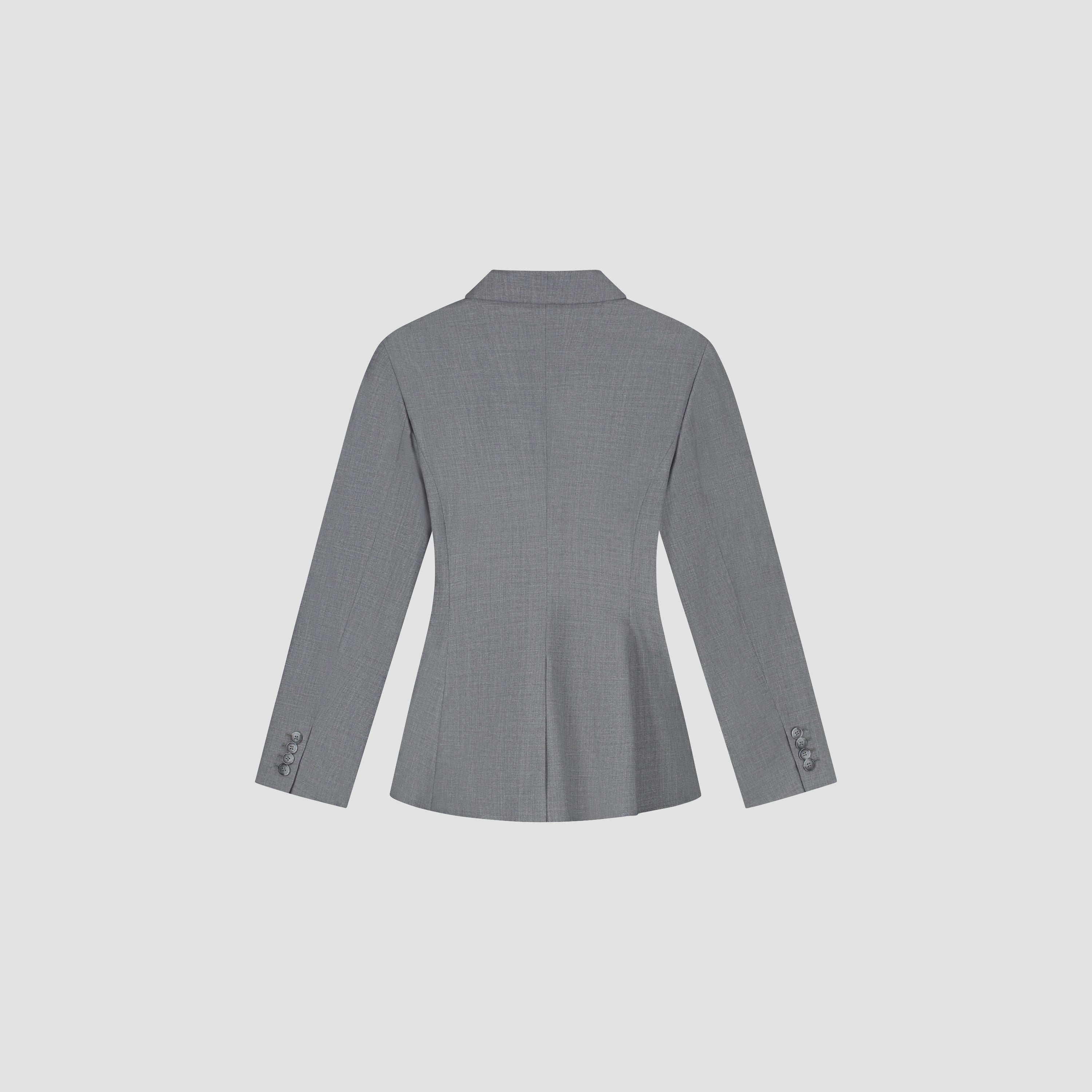 Wool Asymmetric Blazer - Sharkskin